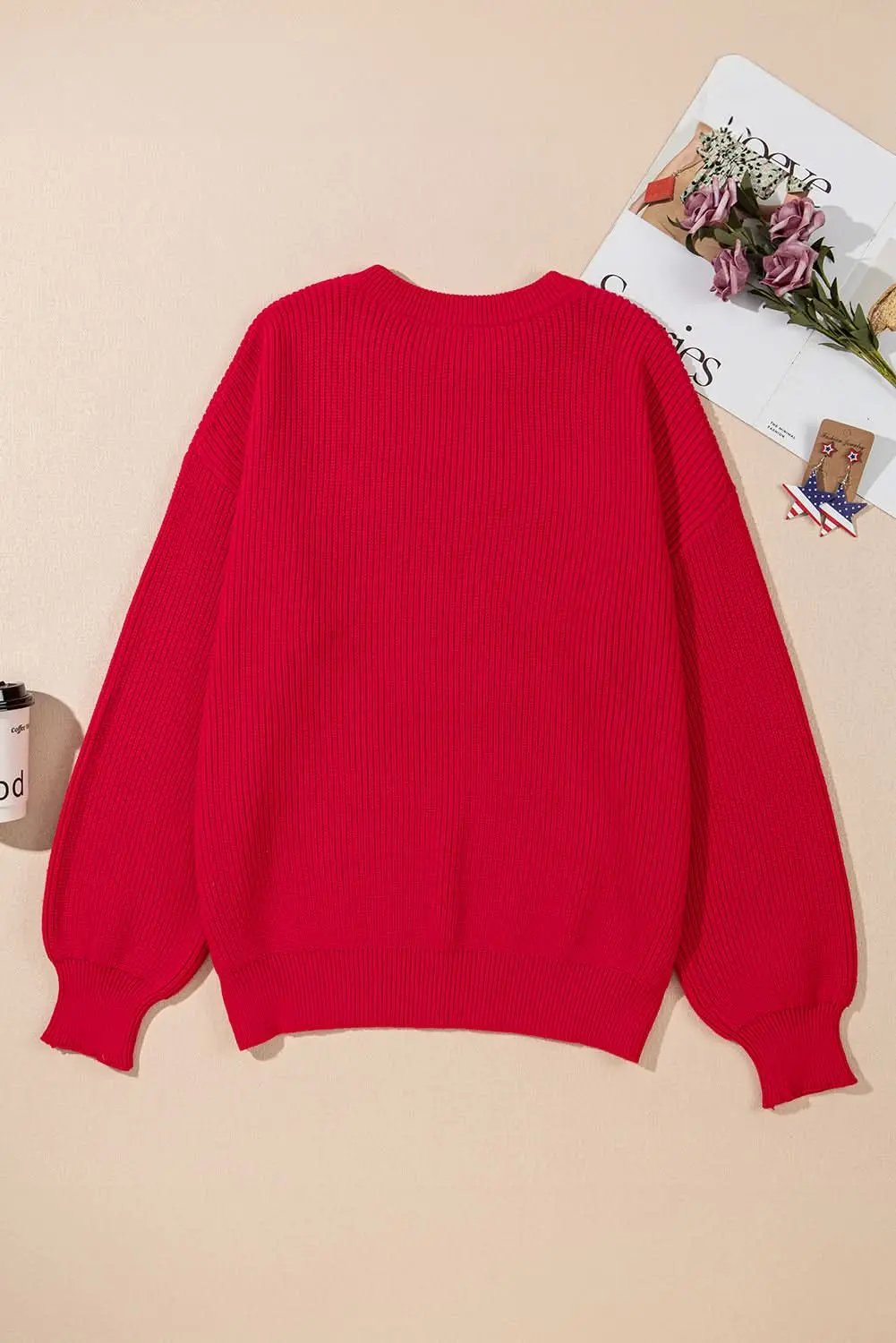 Racing red tinsel plus size sweater - Love Salve